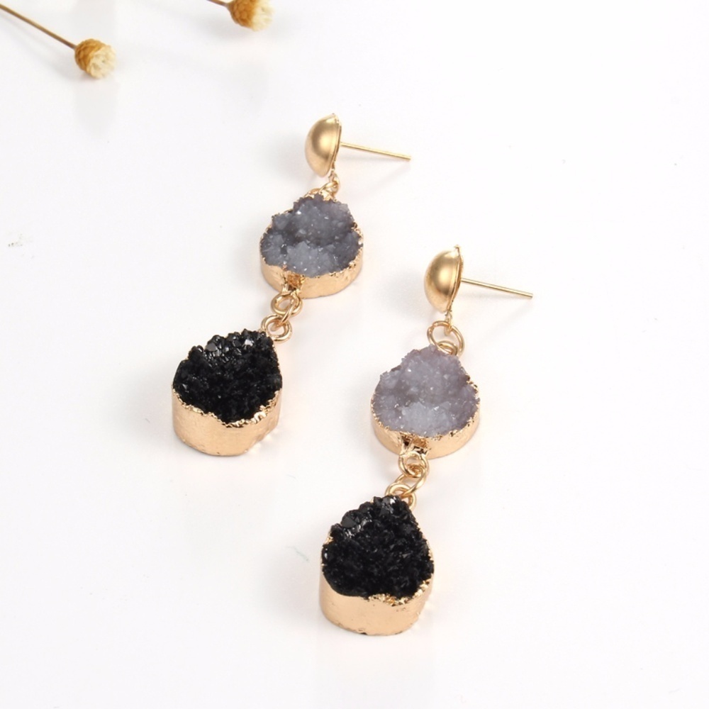 Sparkly Druzy Round Dangle Earrings